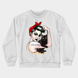 Strong Cat Lady Gift T-shirt For Lover Cat Crewneck Sweatshirt